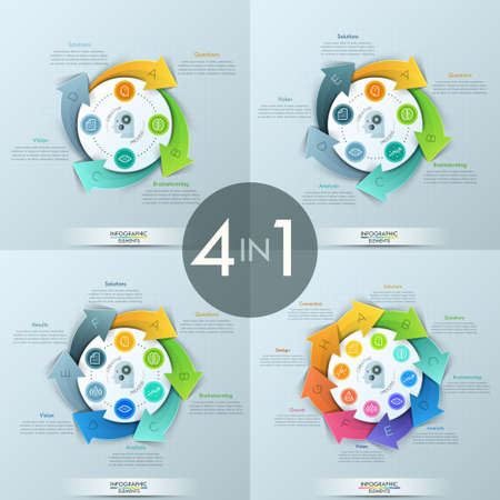 Set of 4 modern infographic design templatesのイラスト素材