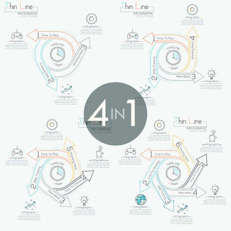 Set of 4 modern infographic design layouts.のイラスト素材