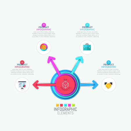 Infographic design template with round central elementのイラスト素材