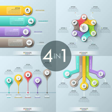 Bundle of 4 infographic design templatesのイラスト素材