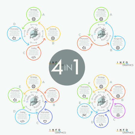 Bundle of four infographic design layoutsのイラスト素材