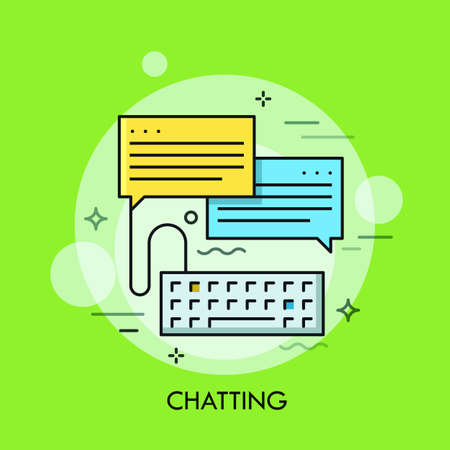 Computer keyboard and two speech bubbles.のイラスト素材