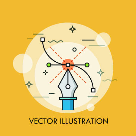 Pen tool and Bezier curve. Concept of modern software for creating vector illustrations, graphic, web and digital design techniques. Creative vector illustration for poster, application, banner.のイラスト素材