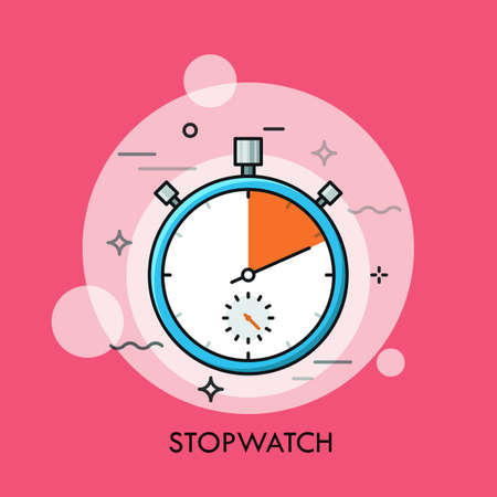 Mechanical analog manual stopwatch or timer. Concept of time tracking and measuring, countdown, accurate or precise timing. Colorful creative vector illustration for web banner, poster, website.のイラスト素材