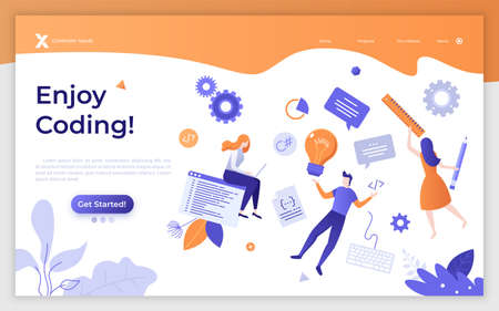 Flat Landing Page Templateのイラスト素材