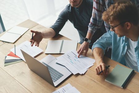 Closeup view of business team work process.の写真素材