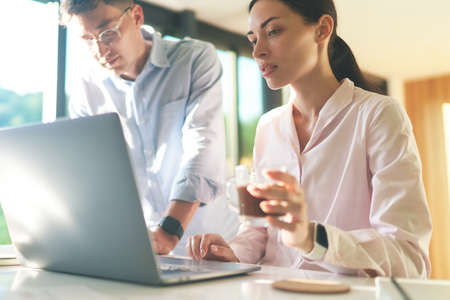Portrait of profeshional managers advise the client at video communication