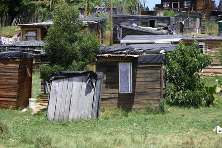 Wooden houses in an African informal settlementの写真素材