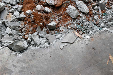 Destruction from a broken concrete floor slabの写真素材
