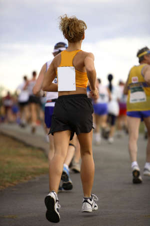 Competitors in a running road raceの写真素材
