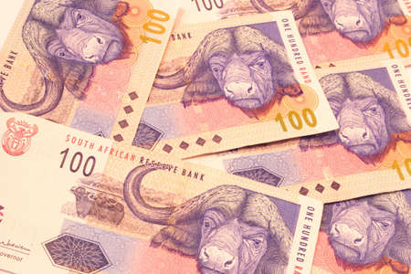 One hundred rand banknotes second largest bill from South Africa.