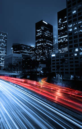 Los Angeles, Urban City at Sunset with Freeway Trafic