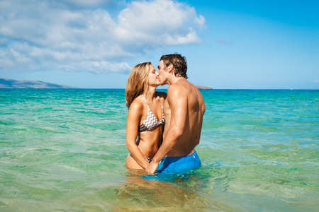 Attractive Young Couple on Tropical Beachの写真素材