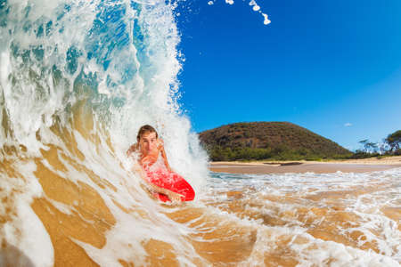 Body Boarder Surfing Blue Ocean Wave