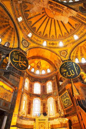 Decorative interior of the Beautiful Hagia Sofia Mosque, Istanbul, Turkeyのeditorial素材