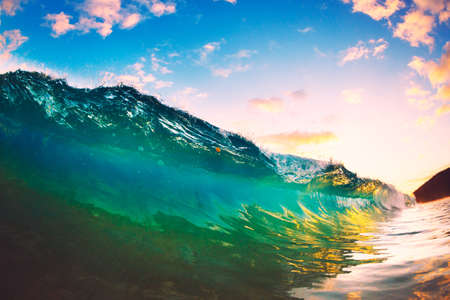 Ocean Wave at Sunsetの写真素材