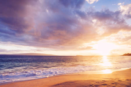 Dramatic Sunset on the Beach In Hawaiiの写真素材