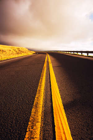 Road into the Sunsetの写真素材