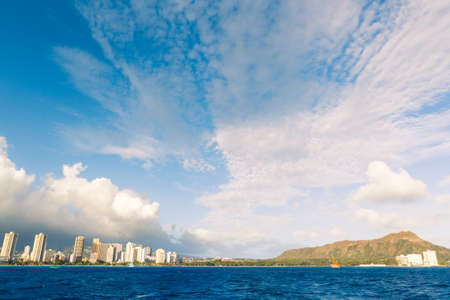 View on Honolulu City Skyline from Water, Waikikiの写真素材