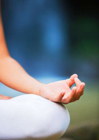 Close up View of Woman in Lotus Position, Zen Relaxation Yoga