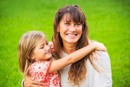 Portrait of happy mother and daughterの写真素材