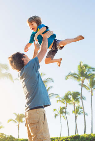 Happy father and son