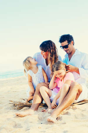 Happy Family at the Beachの写真素材