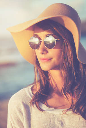 Portrait of Beautiful Fashionable Hipster Woman  の写真素材