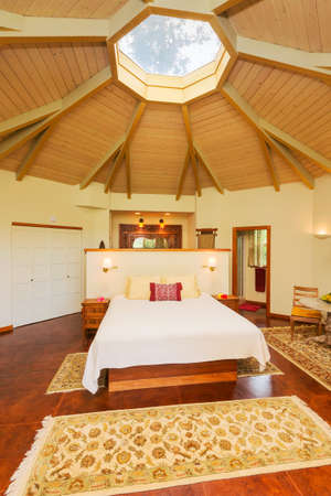 Romantic Cozy Bedroom with Hardwood Floors. Home Interior Designの写真素材