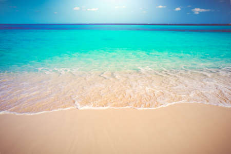 Tropical White Sand Beach and Sea, Travel Vacation Concept Backgroundの写真素材