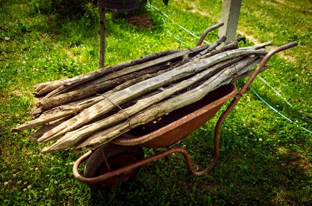 Cart with Woodの写真素材