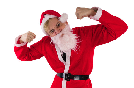Emotional Santa Claus on a white background. Happy New Year and merry Christmas!の写真素材