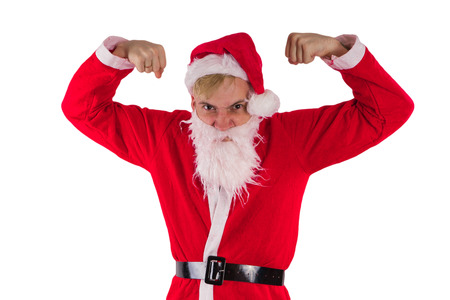 Emotional Santa Claus on a white background. Happy New Year and merry Christmas!の写真素材