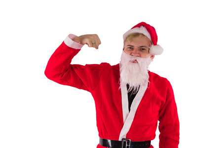 Emotional Santa Claus on a white background. Happy New Year and merry Christmas!の写真素材