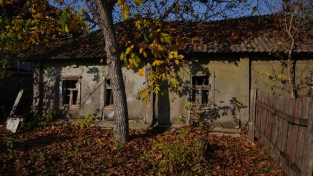 Abandoned house in the exclusion zone in Chernobyl, the city of Pripyat.の写真素材