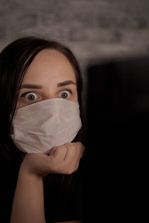 Female is concerned about his health. The Epidemic Of Coronavirus.の写真素材