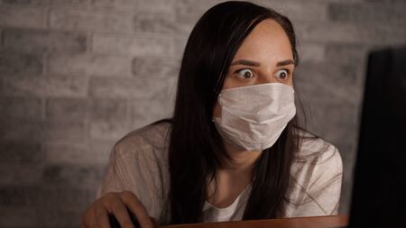 Female is concerned about his health. The Epidemic Of Coronavirus.の写真素材