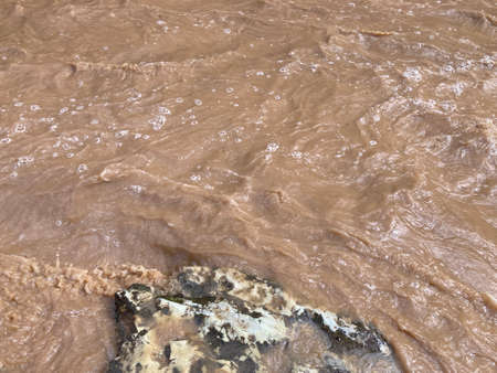 Beautiful landscape of mountain river in amazing and mysterious nature. Mountain waterway flowing through mountainous terrainの写真素材