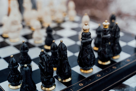 Close up of beautiful chess on table in kitchenの写真素材