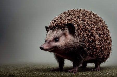 hedgehog in fog. Generative AIの素材