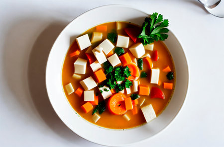 Soup. Appetizing healthy entry. Generative AIの素材