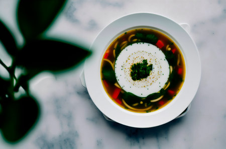 Soup. Appetizing healthy entry. Generative AIの素材