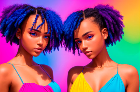 Beautiful twin girls. Generative AIの素材