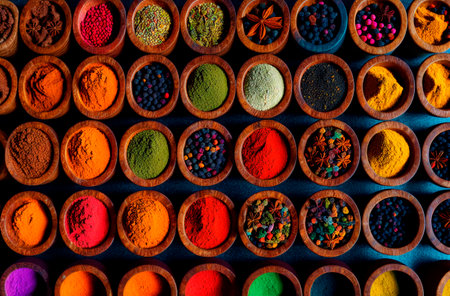 Dry powder seasoning. Various assortment of crushed condiments. Generative AIの素材