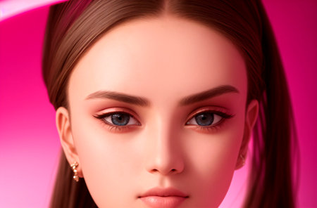 Portrait of a beautiful young woman with bright make-up.の素材