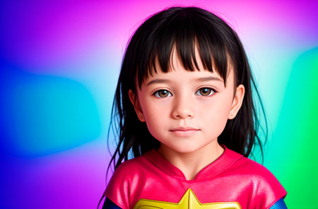 Little Girl in Superhero Costume.の素材