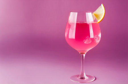 Alcoholic cocktail. Cool pink alcoholic drink on colored background. Generative AIの素材