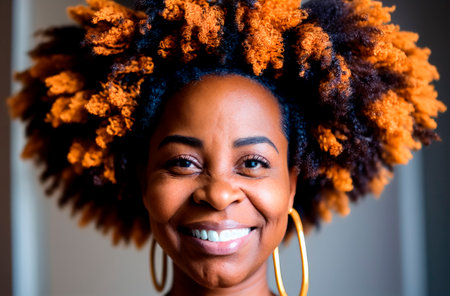 African american. Portrait of beautiful positive black woman. Generative AIの素材