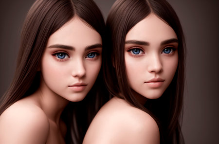 Beautiful twin girls. Generative AIの素材