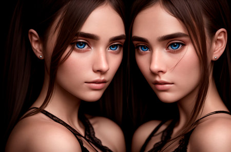 Beautiful twin girls. Generative AIの素材